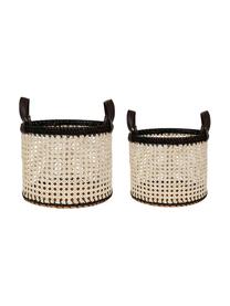 Set cestini in rattan Borneo 2 pz, Beige, marrone, nero, Set in varie misure