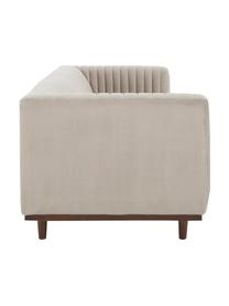 Fluwelen bank Dante (3-zits) met houten poten, Bekleding: polyesterfluweel, Frame: gelakt rubberhout, Fluweel beige, B 210 x D 87 cm