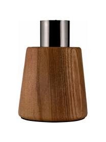 Kleine retro tafellamp Mystical Gleam, Lampenkap: glas, Lampvoet: hout, Grijs, bruin, Ø 17 x H 31 cm