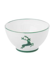 Handbeschilderde schaal Green Deer, Keramiek, Groen, wit, Ø 14 cm