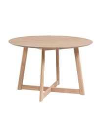 Ronde klaptafel Maryse, Ø 120 cm, Tafelblad: MDF, eikenhoutfineer, Poten: massief rubberhout, Wit, Ø 120 x H 75 cm