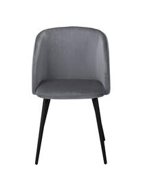 Sedia imbottita in velluto Yoki 2 pz, Rivestimento: velluto (poliestere) 20.0, Gambe: metallo verniciato a polv, Rivestimento: grigio Gambe: nero opaco, Larg. 53 x Prof. 57 cm