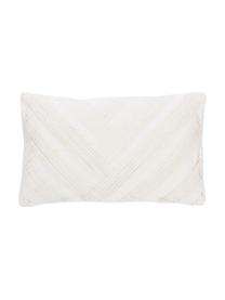 Housse de coussin en lin blanche rectangulaire Maya, 51 % lin, 49 % coton, Blanc crème, larg. 30 x long. 50 cm