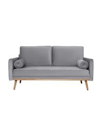 Sofa z aksamitu z nogami z drewna dębowego Saint (2-osobowa), Tapicerka: aksamit (poliester) Dzięk, Szary aksamit, S 169 x G 87 cm