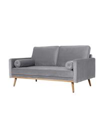 Samt-Sofa Saint (2-Sitzer) in Grau mit Eichenholz-Füßen, Bezug: Samt (Polyester) Der hoch, Gestell: Massives Eichenholz, Span, Samt Grau, B 169 x T 87 cm