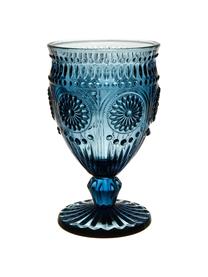 Wijnglazen Chambord met reliëfpatroon in blauw, 6 stuks, Glas, Blauw, Ø 9 x H 14 cm, 250 ml