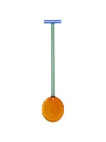 Łyżka do sałatek ze szkła dmuchanego Crave, 2 szt., Szkło, Pomarańczowy, jasny zielony, niebieski, D 28 cm