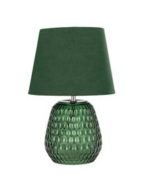 Lampada da comodino con base in vetro Crystal Velours, Paralume: velluto, Base della lampada: vetro, Verde, Ø 25 x Alt. 37 cm