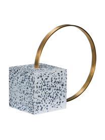 Buchstütze Byron aus Terrazzo, Weiß, Goldfarben, B 31 x H 26 cm