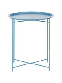 Table d'appoint avec plateau amovible Sangro, Acier, laqué, Bleu, Ø 46 x haut. 52 cm