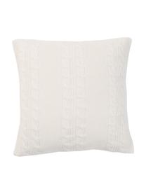 Housse de coussin en pur cachemire à imprimé tressé Leonie, Blanc crème