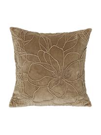 Poduszka z aksamitu z wypełnieniem Flower, Tapicerka: aksamit poliestrowy, Brązowy, S 45 x D 45 cm