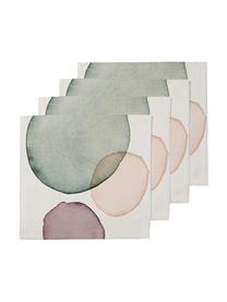 Baumwoll-Servietten Calm, 4 Stück, Baumwolle, Weiss, Grün, Lila, Lachsfarben, 40 x 40 cm