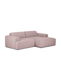 Ecksofa Melva (3-Sitzer) in Rosa, Bezug: Polyester Der hochwertige, Gestell: Massives Kiefernholz, Spa, Füße: Kiefernholz Die Füße befi, Webstoff Rosa, B 240 x T 144 cm