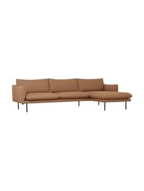 Sofá rinconera Moby, Tapizado: poliéster Alta resistenci, Estructura: madera de pino maciza, Patas: metal con pintura en polv, Tejido marrón, An 280 x F 160 cm, chaise longue derecha