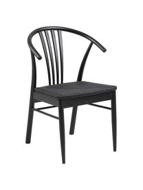 SIlla con reposabrazos York, Estructura: roble barnizado, Asiento: mimbre de junco, Madera de roble pintado en negro, An 54 x Al 54 cm