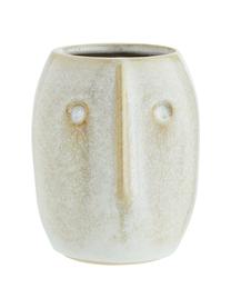 Portavaso in gres Face, Gres, Bianco, beige, Ø 8 x Alt. 10 cm