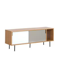 Credenza con ante scorrevoli  Danny, Superficie: con finitura in legno di , Gambe: metallo verniciato, Legno di quercia, bianco opaco, grigio opaco, nero, Larg. 165 x Alt. 65 cm