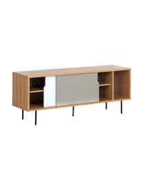 Credenza con ante scorrevoli  Danny, Superficie: con finitura in legno di , Gambe: metallo verniciato, Legno di quercia, bianco opaco, grigio opaco, nero, Larg. 165 x Alt. 65 cm