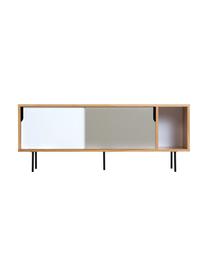 Credenza con ante scorrevoli  Danny, Superficie: con finitura in legno di , Gambe: metallo verniciato, Legno di quercia, bianco opaco, grigio opaco, nero, Larg. 165 x Alt. 65 cm