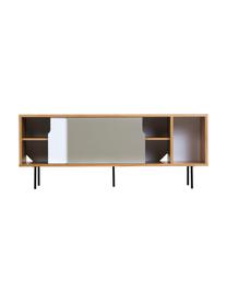 Credenza con ante scorrevoli  Danny, Superficie: con finitura in legno di , Gambe: metallo verniciato, Legno di quercia, bianco opaco, grigio opaco, nero, Larg. 165 x Alt. 65 cm