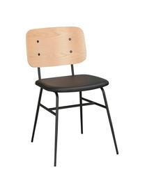 Silla de madera con asiento tapizado Brent, Asiento: cuero sintético (poliuret, Estructura: metal pintado, Roble, An 47 x F 57 cm