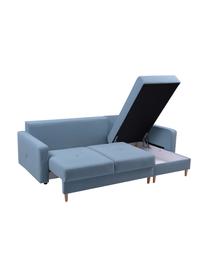 Sofá cama rinconero Vinci, con espacio de almacenamiento, Tapizado: 100% poliéster, Azul, An 231 x F 146 cm