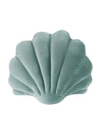 Coussin coquillage en velours vert Muschelform, Vert, larg. 32 x long. 27 cm