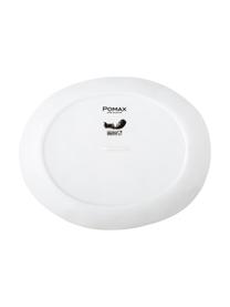 Ovale Frühstücksteller Porcelino mit unebener Oberfläche, 4 Stück, Porzellan, gewollt ungleichmässig, Weiss, L 23 x B 19 cm
