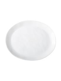 Ovale Frühstücksteller Porcelino mit unebener Oberfläche, 4 Stück, Porzellan, gewollt ungleichmässig, Weiss, L 23 x B 19 cm