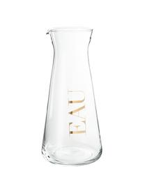 Jarra de vidrio Eau, 1 L, Vidrio, Transparente, dorado, Al 23 cm