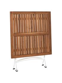 Tavolo pieghevole con piano in legno Parklife, Piano d'appoggio: legno d'acacia, oliato, ®, Struttura: metallo zincato, vernicia, Bianco, legno d'acacia, Larg. 80 x Alt. 75 cm