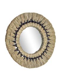 Miroir mural rond bohème Akila, Beige, noir, Ø 40 cm, prof. 5 cm