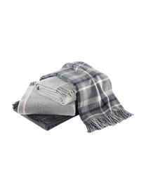 Plaid scozzese in lana vergine Square, 100% lana vergine, Grigio, grigio scuro, bianco latteo, Larg. 130 x Lung. 170 cm