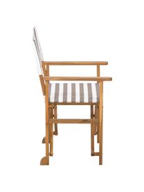 Klappbarer Regiestuhl Zoe mit Holzgestell, Gestell: Akazienholz, geölt, Beige, Weiss, B 52 x T 58 cm