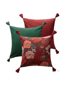 Set di 3 federe arredo Marianne in rosso/verde, Cotone, Rosso, verde, Larg. 50 x Lung. 50 cm