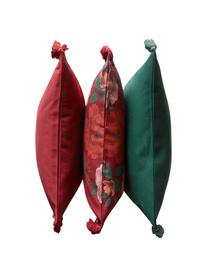 Kissenhüllen Marianne in Rot/Grün, 3er-Set, Baumwolle, Rot, Grün, 50 x 50 cm