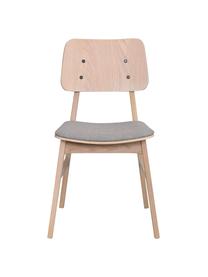 Houten stoelen Nagano met gestoffeerde zitting, 2 stuks, Bekleding: 100 % polyester, Beige, lichtgrijs, B 50 x D 51 cm