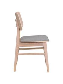 Chaise en bois avec assise rembourrée Nagano, 2 pièces, Beige, gris clair, larg. 50 x prof. 51 cm