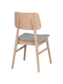 Houten stoelen Nagano met gestoffeerde zitting, 2 stuks, Bekleding: 100 % polyester, Beige, lichtgrijs, B 50 x D 51 cm