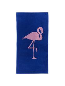 Serviette de plage à imprimé flamand rose Mingo, Bleu, rose vif