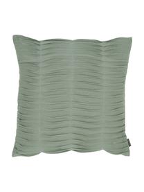 Cuscino in cotone verde menta con superficie arricciata Pleated, Cotone, Verde menta, Larg. 45 x Lung. 45 cm