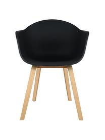 Stolička s opierkami z umelej hmoty s drevenými nohami Claire, Čierna, Š 60 x H 54 cm