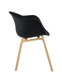 Sedia con braccioli e gambe in legno Claire, Seduta: materiale sintetico, Gambe: legno di faggio, Nero, Larg. 60 x Prof. 54 cm