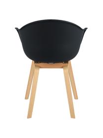 Sedia con braccioli e gambe in legno Claire, Seduta: materiale sintetico, Gambe: legno di faggio, Nero, Larg. 60 x Prof. 54 cm