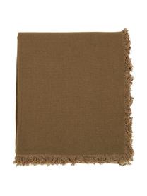 Chemin de table en coton à franges brun Nalia, Coton, Jaune moutarde, larg. 160 x long. 50 cm
