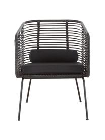 Chaise en rotin Merete, Assise : noir Structure : noir, mat Housses de coussin : noir