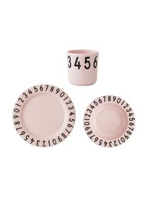 Komplet śniadaniowy Numbers, 3 elem., Melamina, Blady różowy, czarny, S 22 x W 7 cm