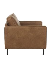Poltrona in pelle riciclata Hunter, Rivestimento: 70% pelle riciclata, 30% , Struttura: legno di pino massiccio, , Piedini: metallo verniciato a polv, Pelle marrone, Larg. 87 x Prof. 95 cm