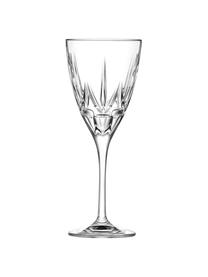 Copas de vino blanco de cristal con relieve Chic, 6 uds., Cristal Luxion, Transparente, Ø 8 x Al 21 cm